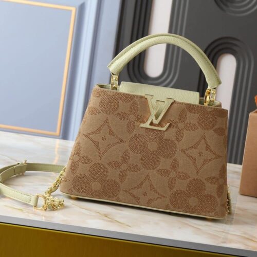 Alternative view of Louis Vuitton Capucines BB Monogram Canvas Top Handle Bag Green Brown 27cm