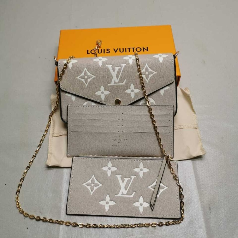 Louis Vuitton Félicie Pochette Monogram Empreinte Leather Crossbody Bags Grey 21cm M82610 - Image 5