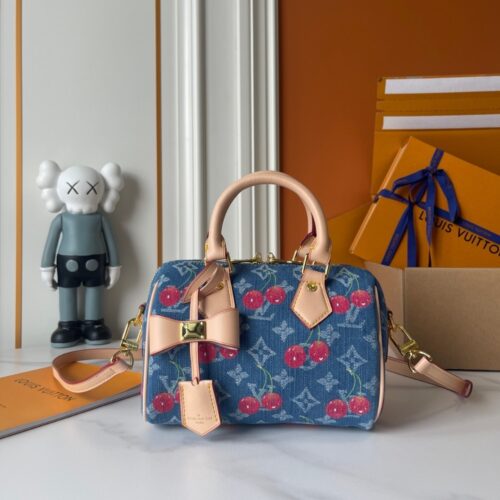 Alternative view of Louis Vuitton X TM Speedy Bandoulière 20 Monogram Canvas Handle Bag Denim Blue 20Cm