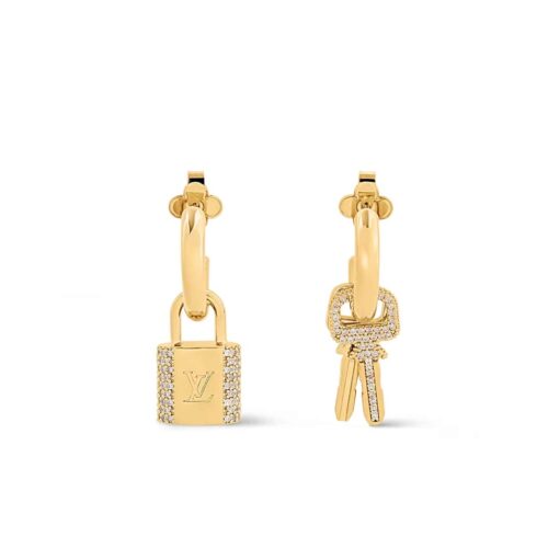 Louis Vuitton LV Padlock Gold Tone Metal Earrings M01583
