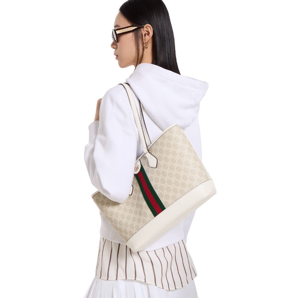 Gucci Ophidia Medium GG Monogram Tote Bag Beige And White 31Cm 836849 FAE0J 9643 - Image 9
