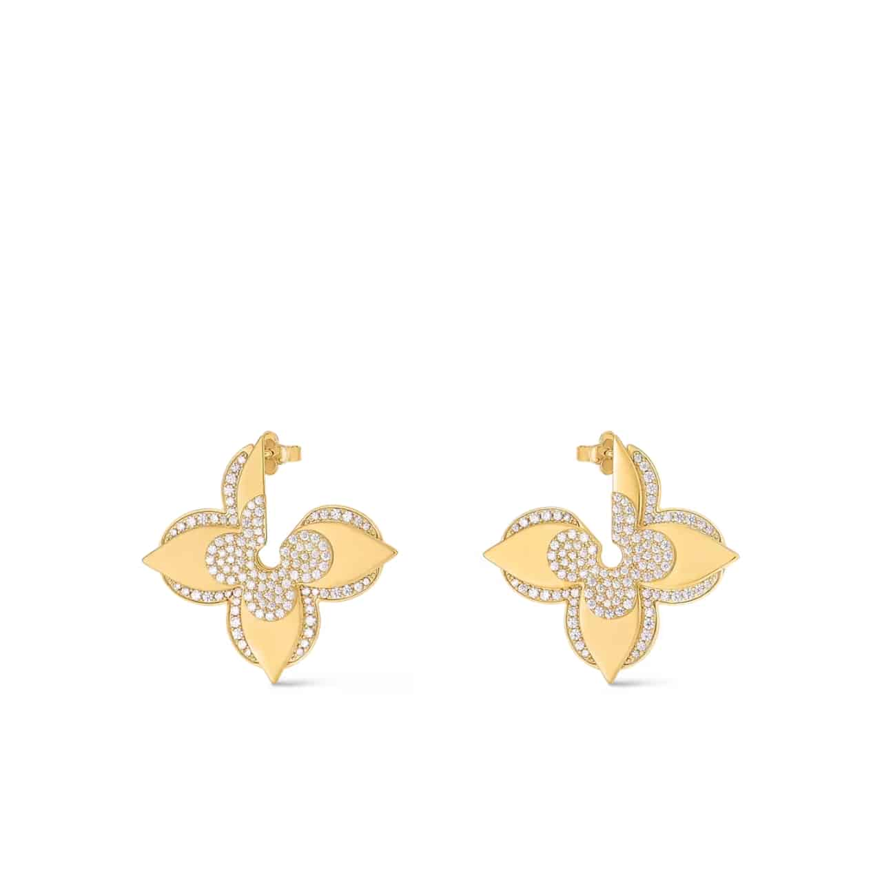 Louis Vuitton LV Medaillon Gold Tone Metal Earrings M01995