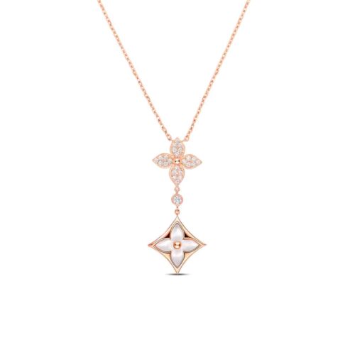 Louis Vuitton Color Blossom Double Star Pearl Necklace Pink Gold Q94676