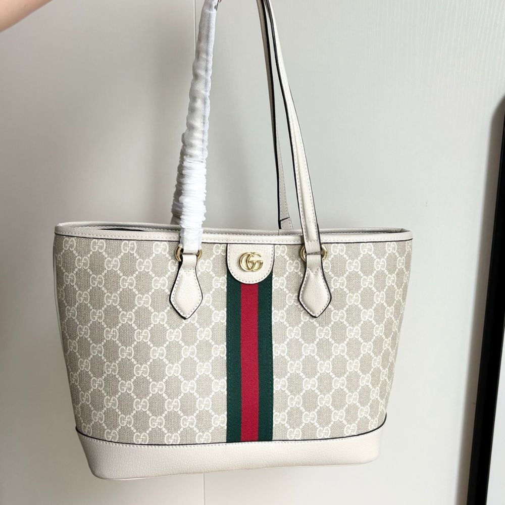 Gucci Ophidia Medium GG Monogram Tote Bag Beige And White 31Cm 836849 FAE0J 9643 - Image 4