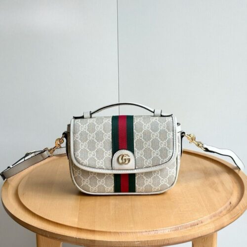 Alternative view of Gucci Ophidia Small GG Monogram Top Handle Bag Beige And White 20Cm 836843 FAE0J 9643