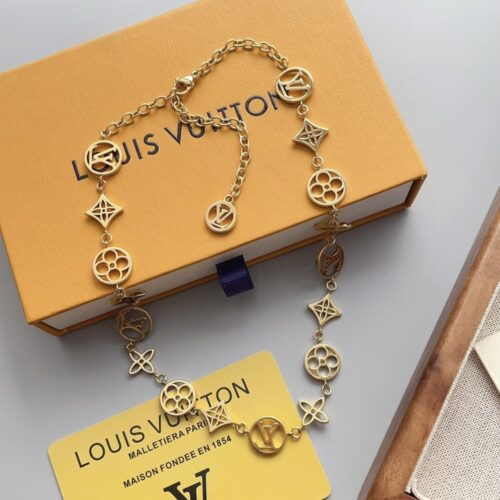 Alternative view of Louis Vuitton LV Lace Gold Tone Metal Necklace M01057