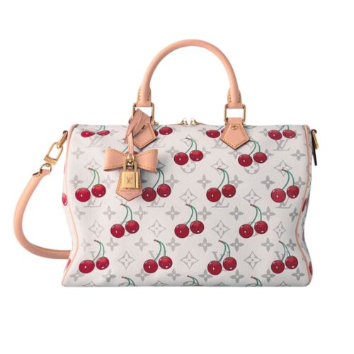 Louis Vuitton X Takashi Murakami Speedy 30 Monogram Cherry Top Handle Bag White 30Cm M14238