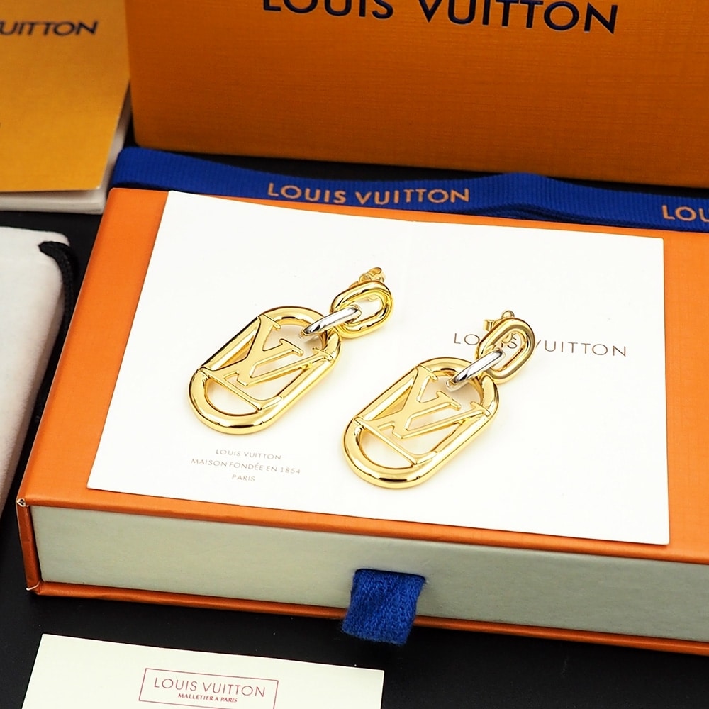 Louis Vuitton Everyday Chain LV Metal Earrings Gold And Silver - Image 3