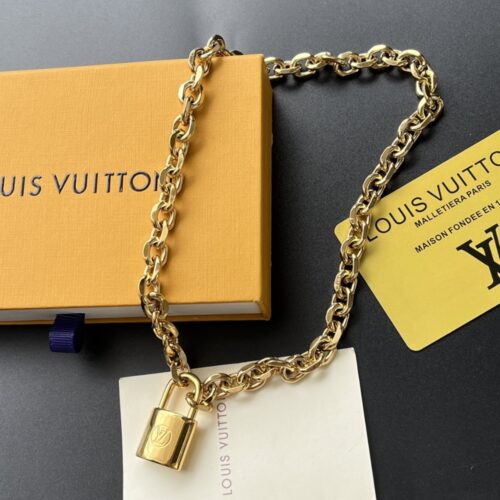 Alternative view of Louis Vuitton LV Edge Cadenas Gold Tone Necklace MP2993