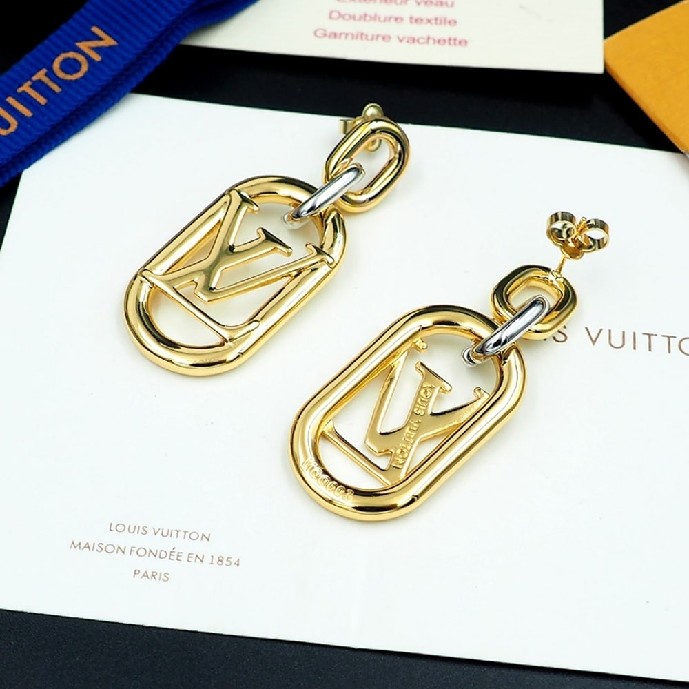 Louis Vuitton Everyday Chain LV Metal Earrings Gold And Silver - Image 5