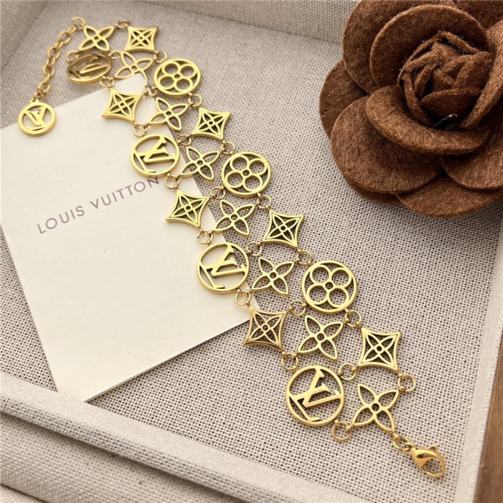 Louis Vuitton LV Lace Gold Tone Metal Bracelet M1631A - Image 2