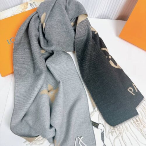 Alternative view of Louis Vuitton Reykjavik Gradient Monogram Cashmere Scarf Gray 190Cm