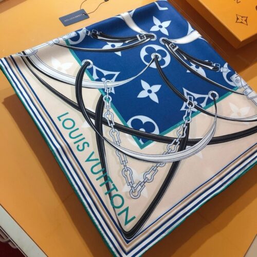 Alternative view of Louis Vuitton Ultimate Monogram Printed Silk Square Scarf Blue 90cm M77776