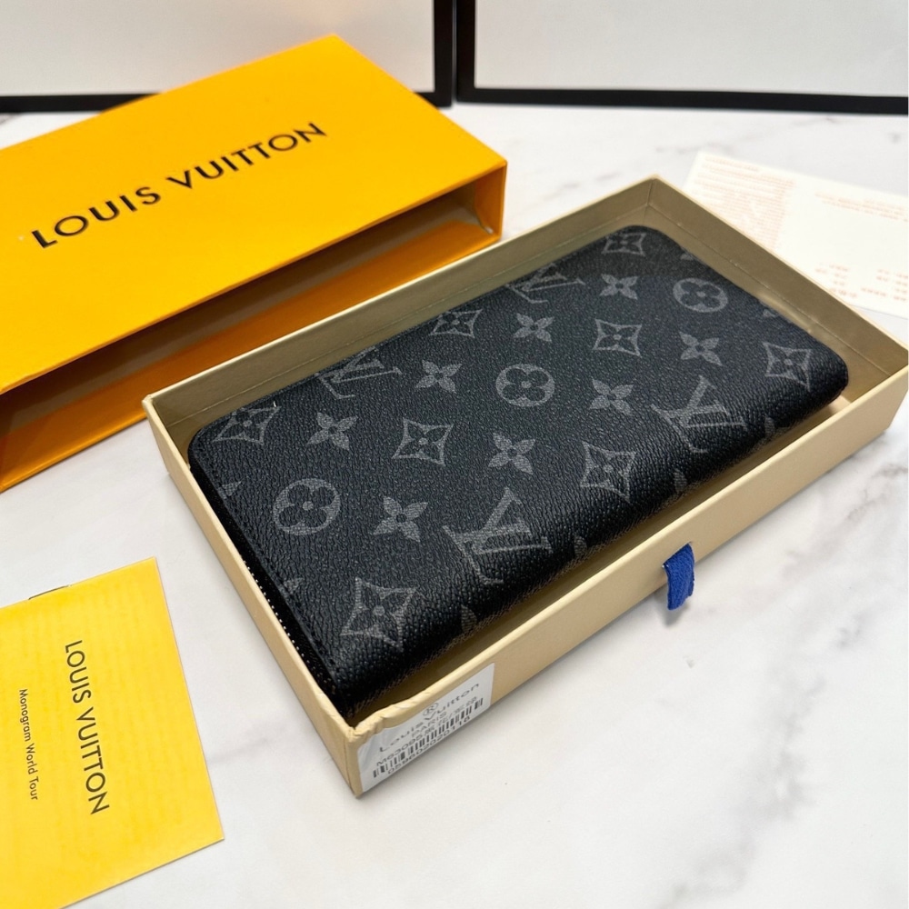 Louis Vuitton Vertical Monogram Eclipse Canvas Wallet Black 20cm - Image 6