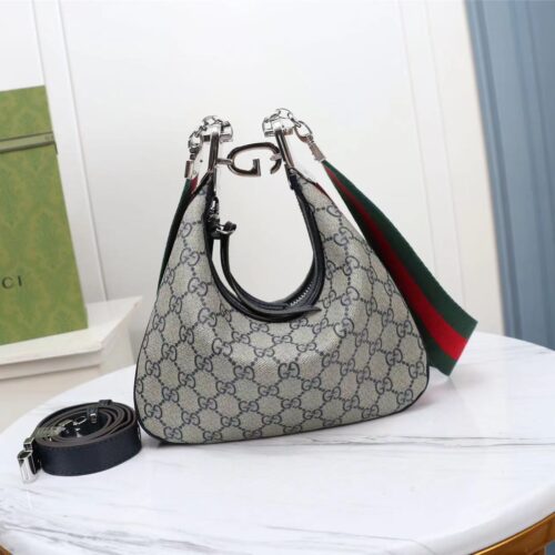 Alternative view of Gucci GG Attache Small GG Supreme Canvas Shoulder Bag Beige Blue 23Cm 699409 96GRN 4082