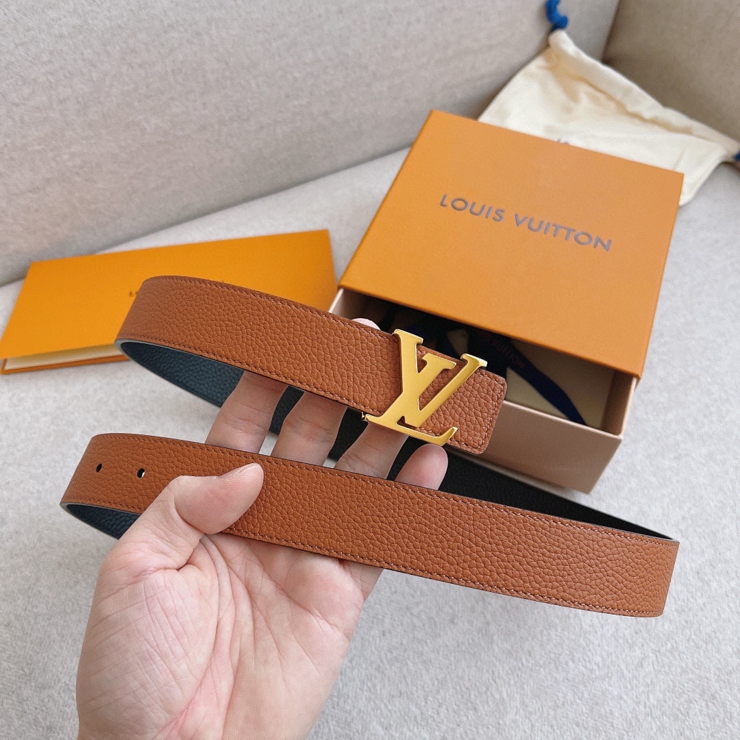 Louis Vuitton LV Initials Reversible Textured Leather Belt Brown 40mm M9151U - Image 5