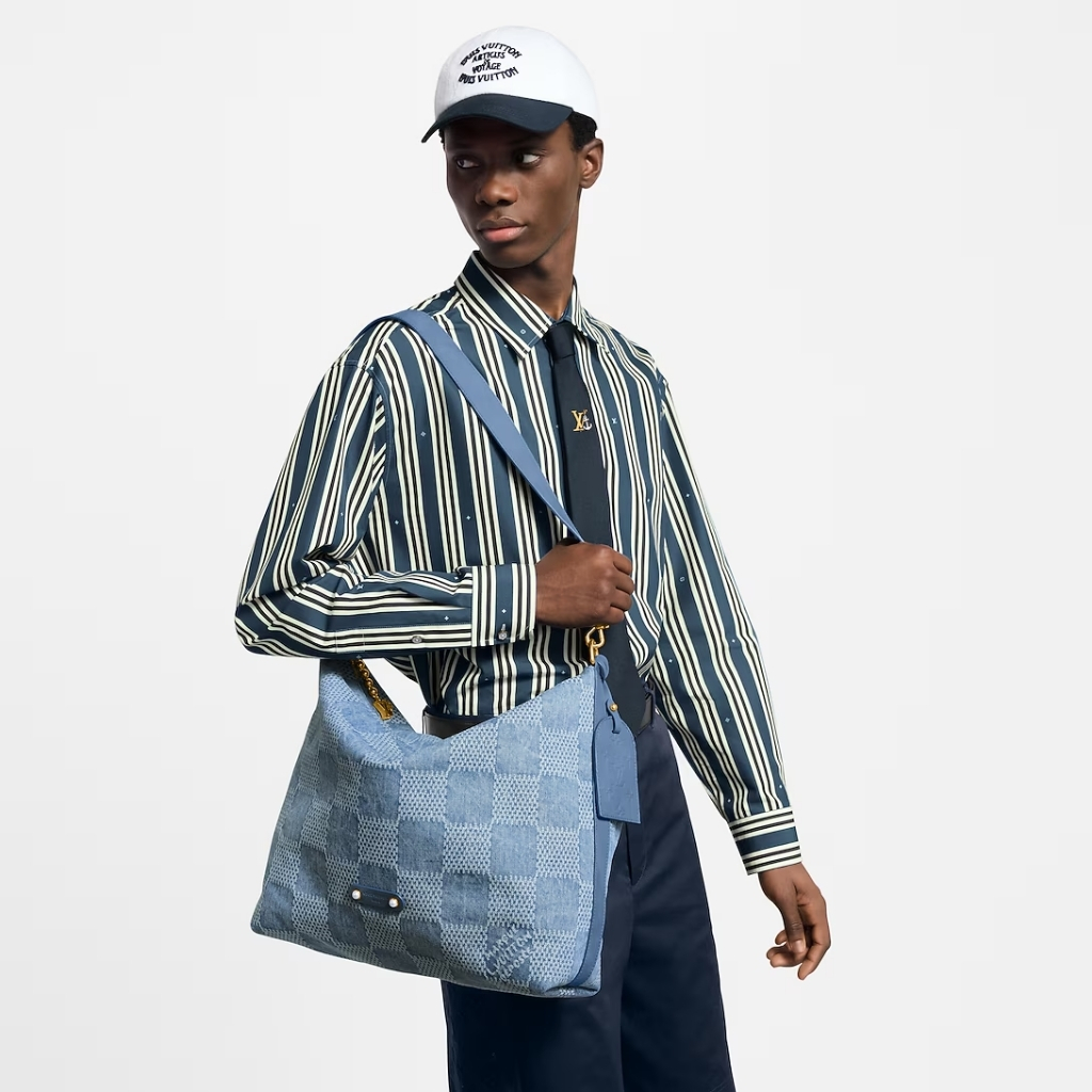 Louis Vuitton Vagabond Damier Denim Hobo Bag Blue 48Cm N00202 - Image 7