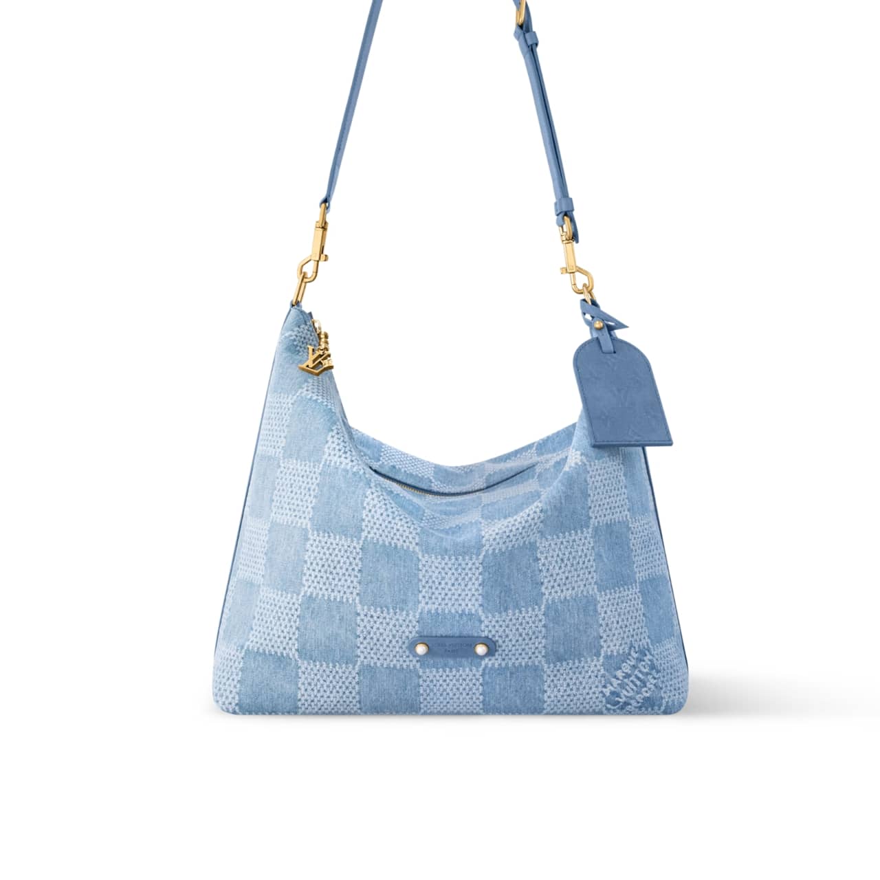Louis Vuitton Vagabond Damier Denim Hobo Bag Blue 48Cm N00202