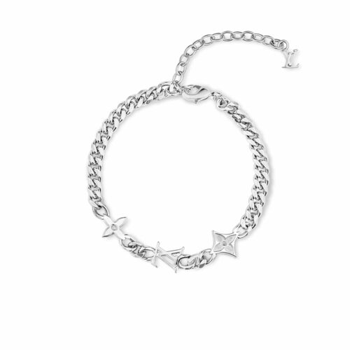 Louis Vuitton Monogram Row Silver Tone Bracelet M1407A