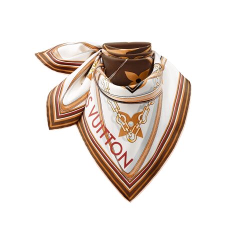 Louis Vuitton Ultimate Monogram Printed Silk Square Scarf Brown 90cm M77639