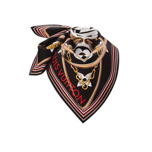 Louis Vuitton Ultimate Monogram Printed Silk Square Scarf Black 90cm M76649