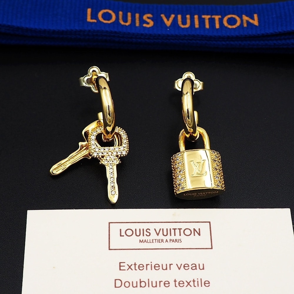 Louis Vuitton LV Padlock Gold Tone Metal Earrings M01583 - Image 2