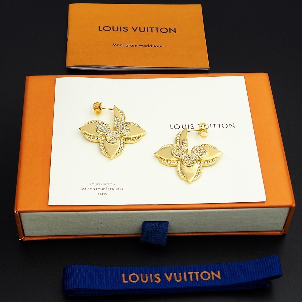Louis Vuitton LV Medaillon Gold Tone Metal Earrings M01995 - Image 3