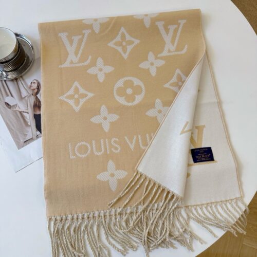 Alternative view of Louis Vuitton LV Essential Monogram Wool Scarf Encre Beige 186Cm M77728