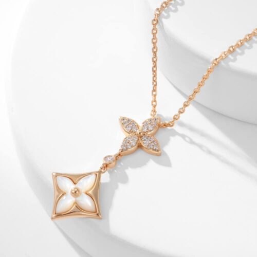 Alternative view of Louis Vuitton Color Blossom Double Star Pearl Necklace Pink Gold Q94676