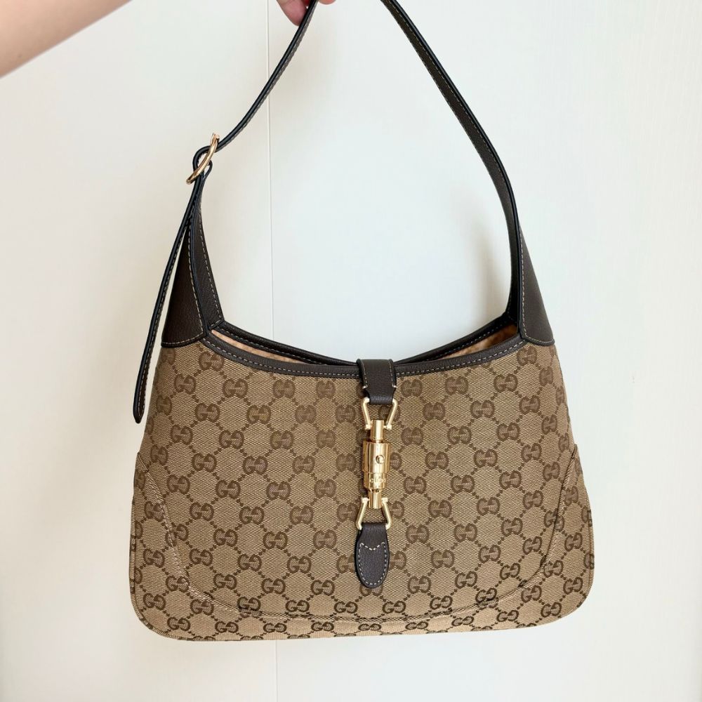 Gucci Jackie 1961 Medium GG Canvas Shoulder Bag Sand And Dark Brown 31Cm 863136 FAFV2 9651 - Image 5