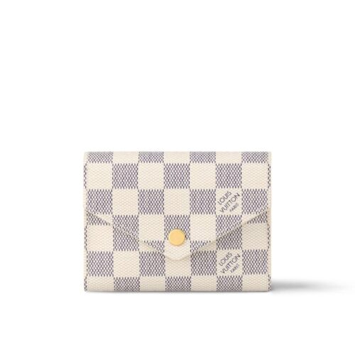 Louis Vuitton Victorine Damier Azur Canvas Wallet Rose Ballerine Pink 12cm N64022