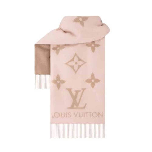 Louis Vuitton Reykjavik Monogram Cashmere Scarf Beige Rose M78908