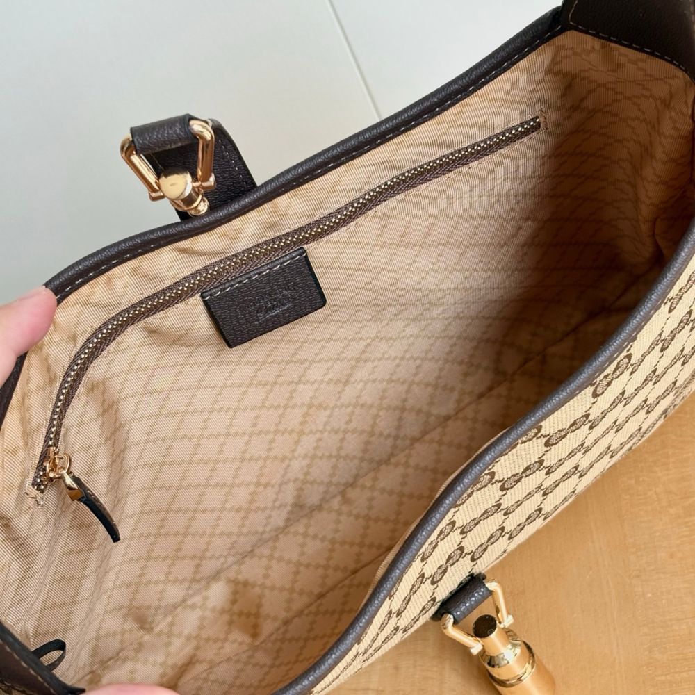 Gucci Jackie 1961 Medium GG Canvas Shoulder Bag Sand And Dark Brown 31Cm 863136 FAFV2 9651 - Image 8