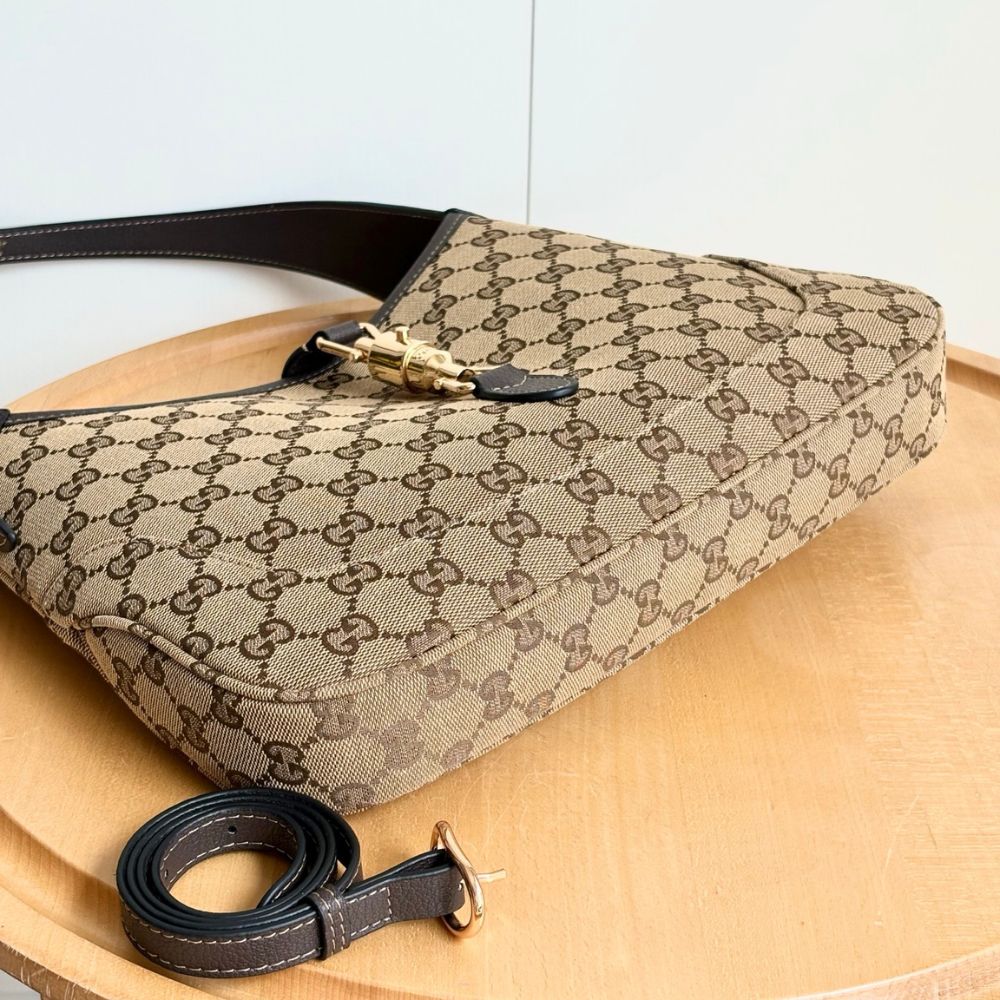 Gucci Jackie 1961 Medium GG Canvas Shoulder Bag Sand And Dark Brown 31Cm 863136 FAFV2 9651 - Image 6