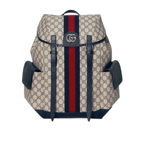 Gucci Ophidia Medium GG Supreme Canvas Backpack Beige Blue 40cm 598140 HUHAN 4079