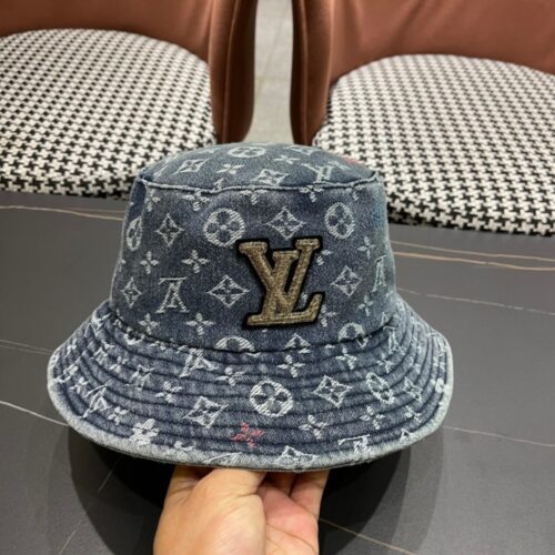 Alternative view of Louis Vuitton Monogram LV Logo Denim Bucket Hat Blue