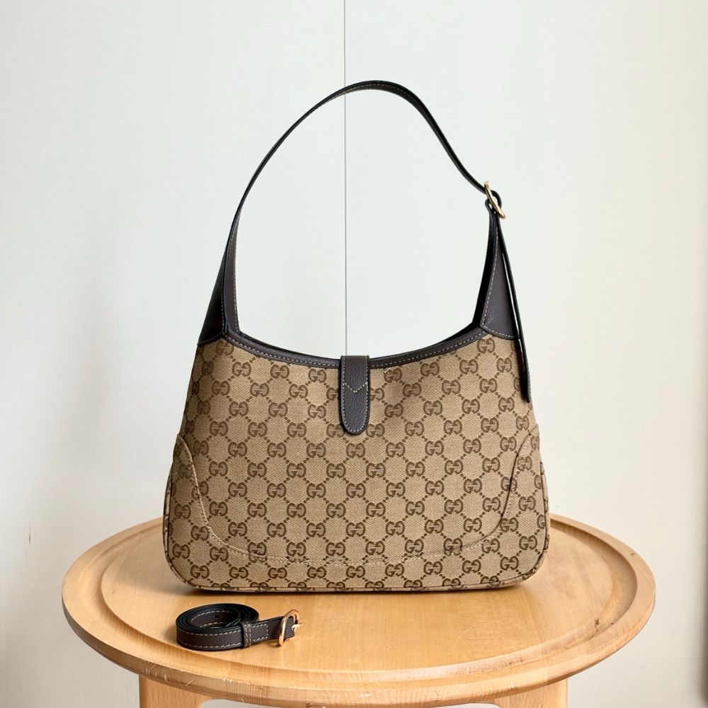 Gucci Jackie 1961 Medium GG Canvas Shoulder Bag Sand And Dark Brown 31Cm 863136 FAFV2 9651 - Image 4