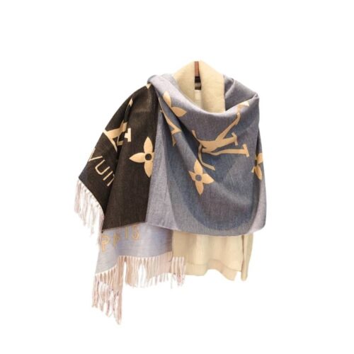 Louis Vuitton Reykjavik Gradient Monogram Cashmere Scarf Gray 190Cm