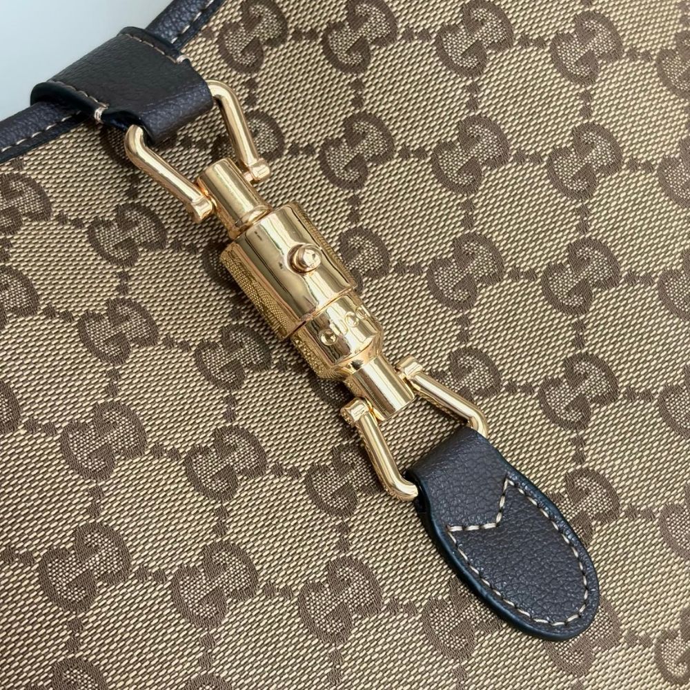 Gucci Jackie 1961 Medium GG Canvas Shoulder Bag Sand And Dark Brown 31Cm 863136 FAFV2 9651 - Image 7