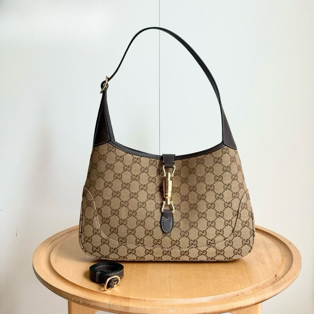 Gucci Jackie 1961 Medium GG Canvas Shoulder Bag Sand And Dark Brown 31Cm 863136 FAFV2 9651 - Image 2