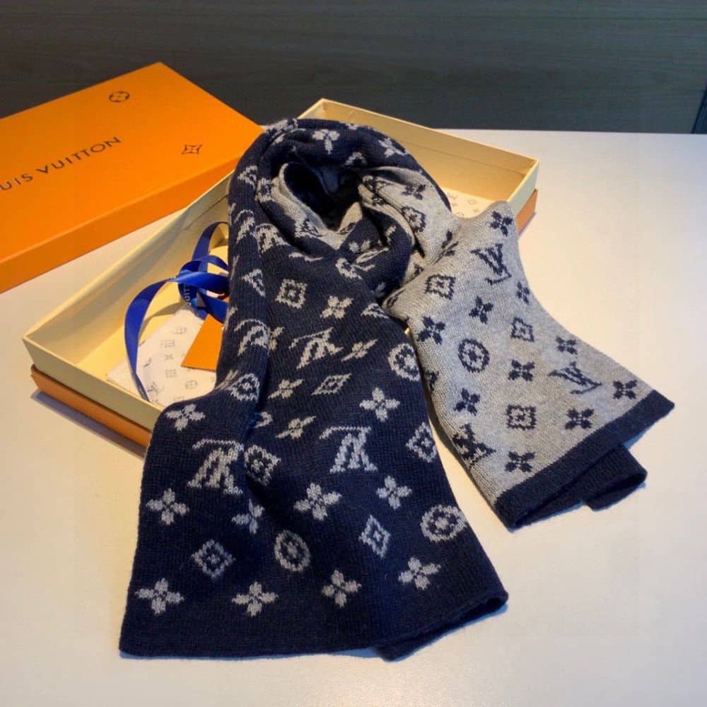 Louis Vuitton Cachecol Monogram Wool Scarf Dark Grey 200Cm - Image 6