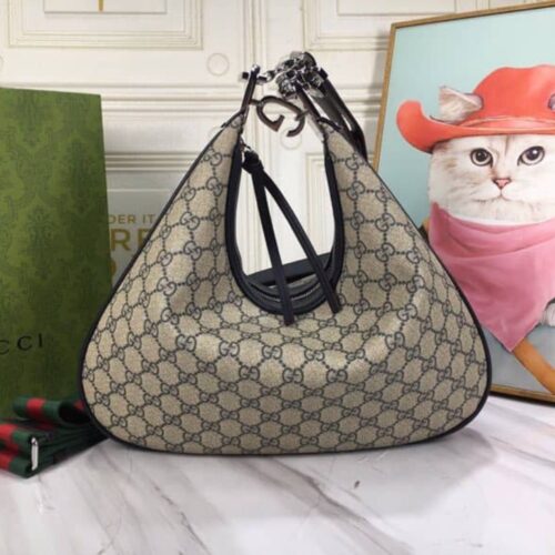 Alternative view of Gucci GG Attache Medium GG Supreme Canvas Shoulder Bag Beige Blue 35Cm 702823 96GRN 4082