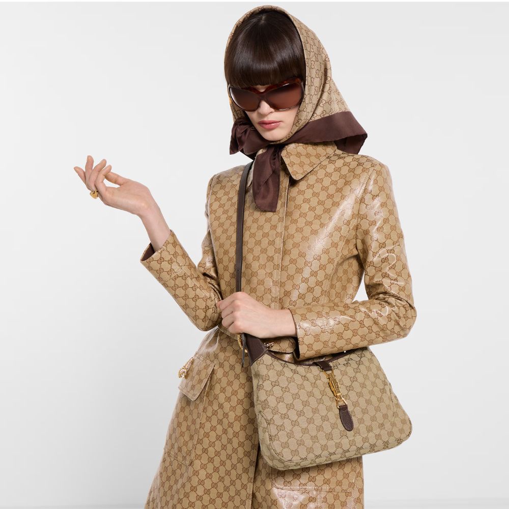 Gucci Jackie 1961 Medium GG Canvas Shoulder Bag Sand And Dark Brown 31Cm 863136 FAFV2 9651 - Image 10