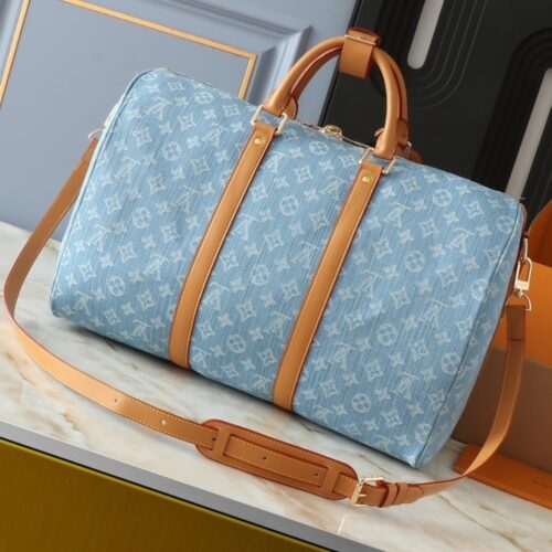 Alternative view of Louis Vuitton Keepall Bandoulière 45 Monogram Denim Travel Bag Sky Blue 45cm M25334