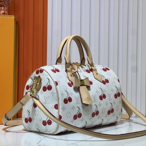 Alternative view of Louis Vuitton X Takashi Murakami Speedy 30 Monogram Cherry Top Handle Bag White 30Cm M14238