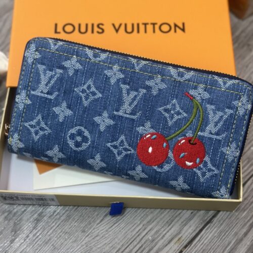 Alternative view of Louis Vuitton x Murakami Zippy Monogram Cherry Denim Wallet Denim Blue 19cm M23161