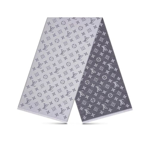 Louis Vuitton Cachecol Monogram Wool Scarf Light Grey 200Cm