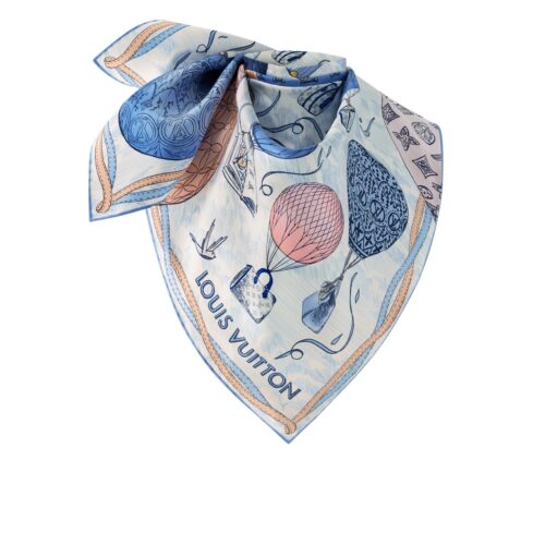 Louis Vuitton Up And Away Printed Square Scarf Blue 90cm M78448