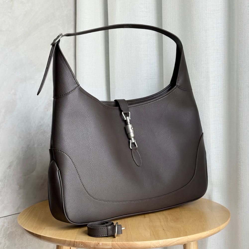 Gucci Jackie 1961 Large Leather Shoulder Bag Chocolate 40Cm - Image 3