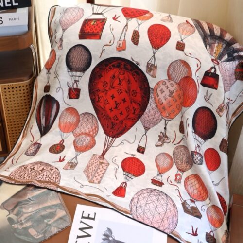 Alternative view of Louis Vuitton Up And Away Printed Square Scarf Rouge 90cm M78449